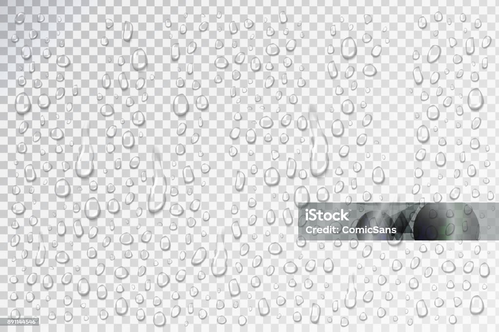Vector set of realistic isolated water droplets for decoration and covering. Drop stock vector