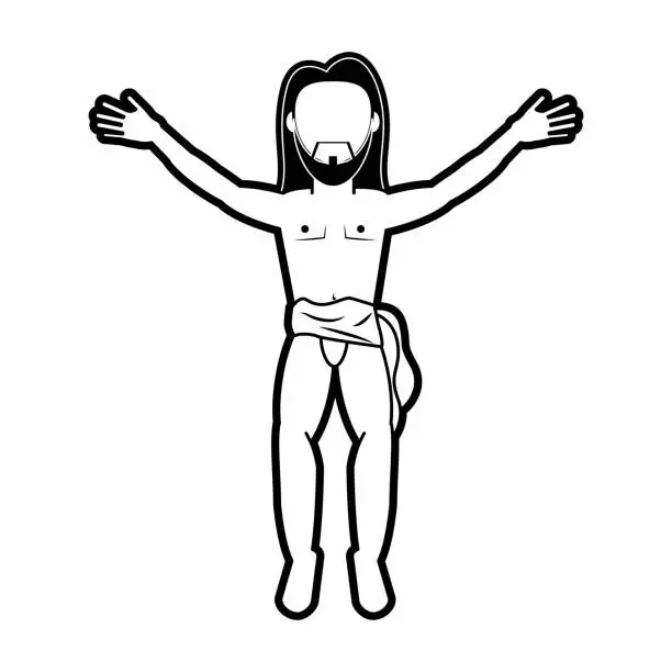 Vector illustration of crucified Jesus cartoon