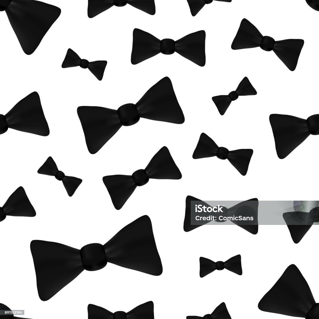 Vector realistic isolated seamless pattern with bow tie on the white background. Bow Tie stock vector