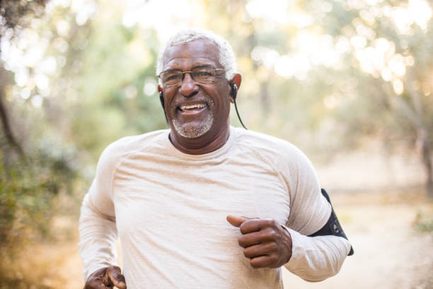 Senior African American Man Jogging