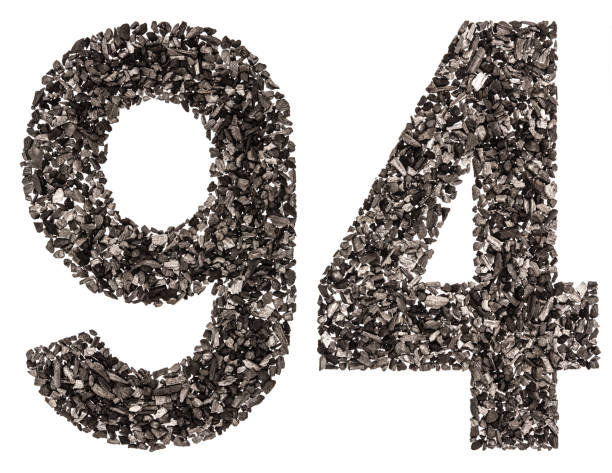 istock Arabic numeral 94, ninety four, from black a natural charcoal, isolated on white background 891172998