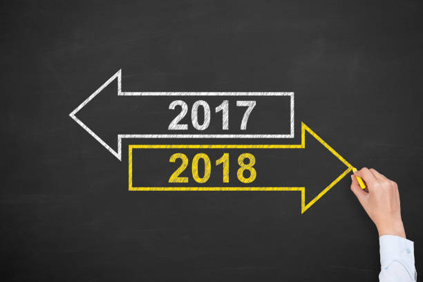 istock Old Year New Year 2018 on Blackboard Background 891173128