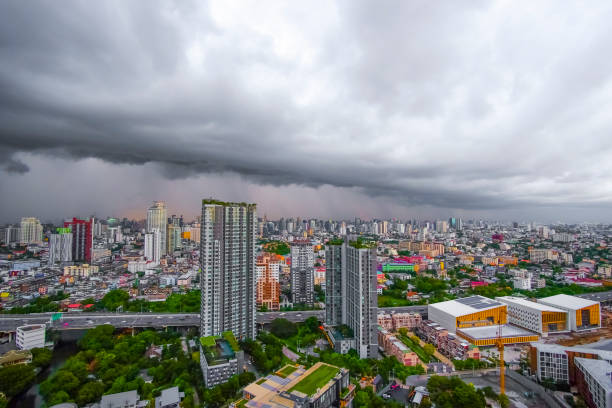 istock Black cloud covered the city before heavy rain 891187298
