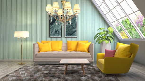 istock Interior living room. 3d illustration 891216034