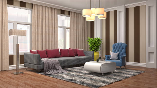 istock Interior living room. 3d illustration 891216202