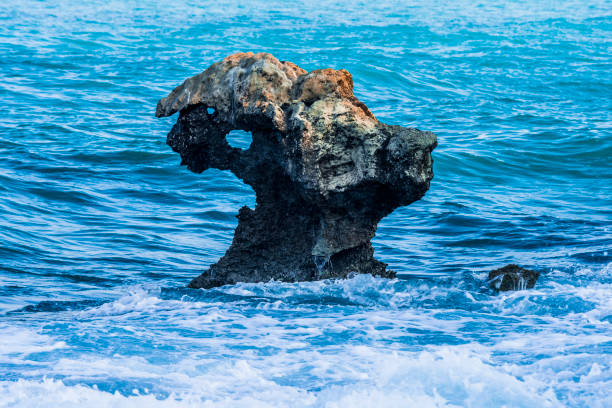 Stone in the form of a RAM's head in the waters of the Mediterranean sea off the coast of the island of Cyprus.
