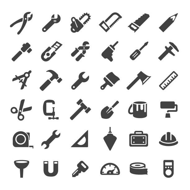 Tools Icons - Big Series Tools, Equipment, Work Tool, hand tool, plumb line stock illustrations