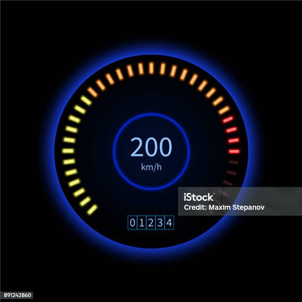 Blue Speedometer Vector Vector Blue Car Speedometer High Speed Stock Illustration - Download ...