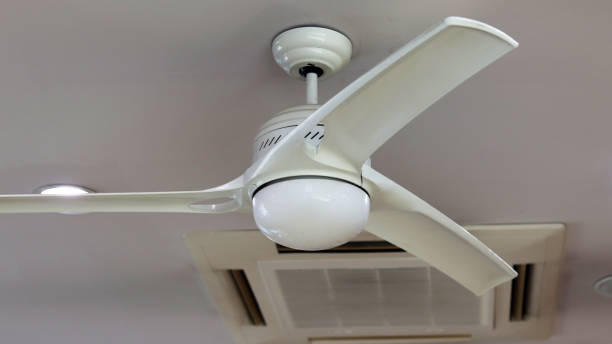 istock An electric fan hanging from the ceiling. 891262108