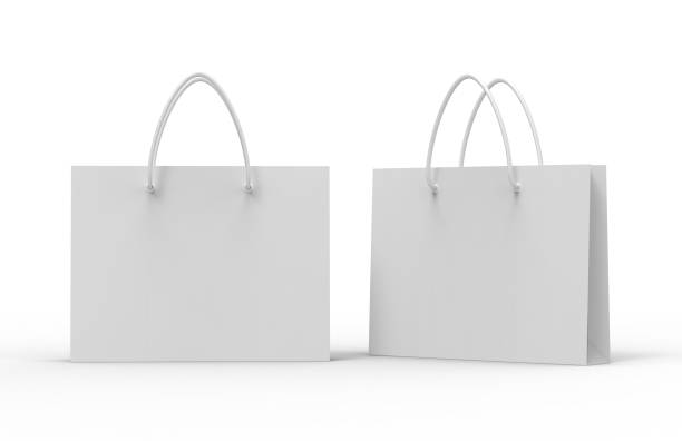 bolsa de papel para ir de compras. - bag white paper bag paper fotografías e imágenes de stock