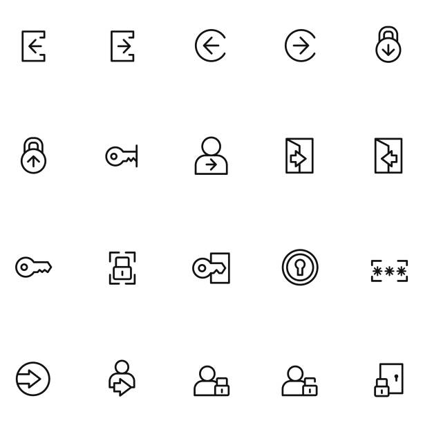 Login icon set vector art illustration