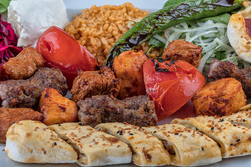 Sish kebab, Turkish kebab on plate.