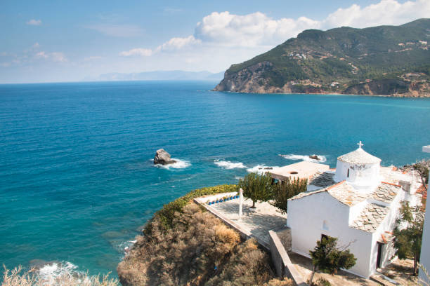 istock Historic cathedral in Skopelos, Greece 891274420