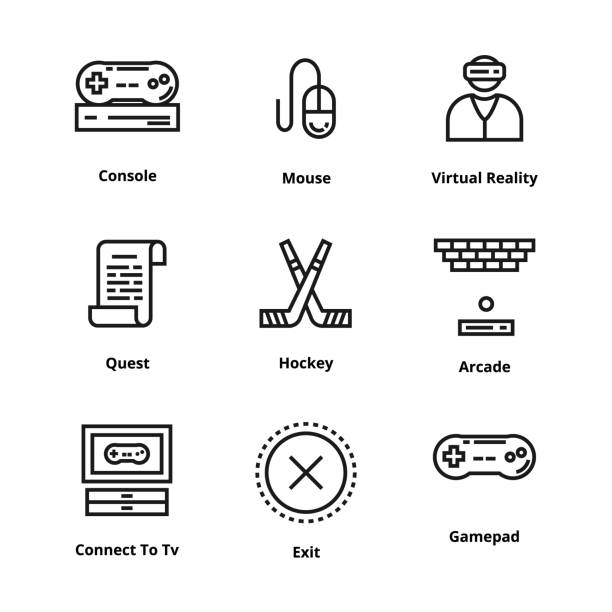 Game Line icons Game line icons. Icons for user interface and web bet on ice hockey online stock illustrations