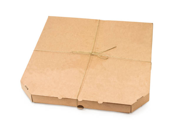 istock Pizza box tied with twine on a white background 891307182