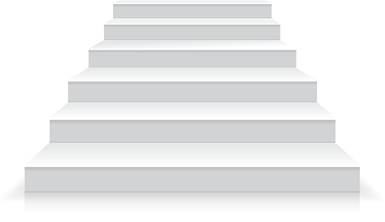 White stairs realistic illustration vector 3d. Front view