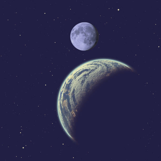 istock Planet and Moon on a dark starry sky. My astronomy work. 891315222