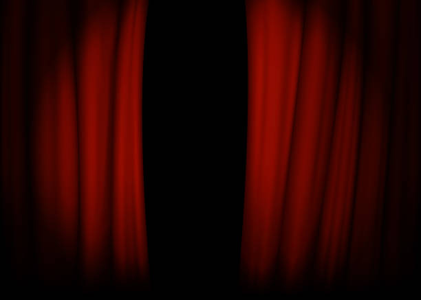 istock Red velvet curtain with stage. Spotlight on stage curtain. Vector illustration. 891319418