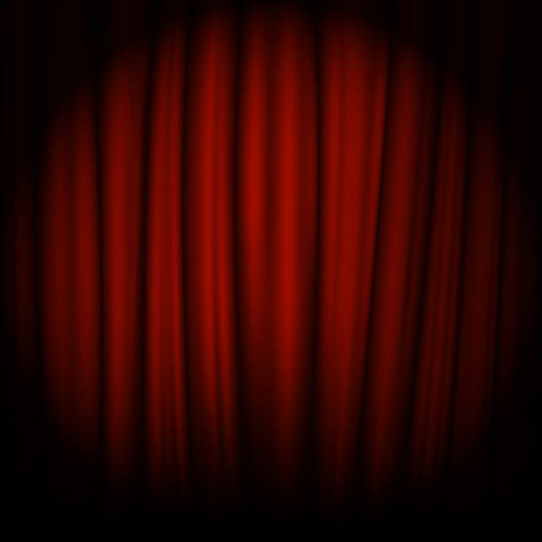istock Red velvet curtain with stage. Spotlight on stage curtain. Vector illustration. 891319420