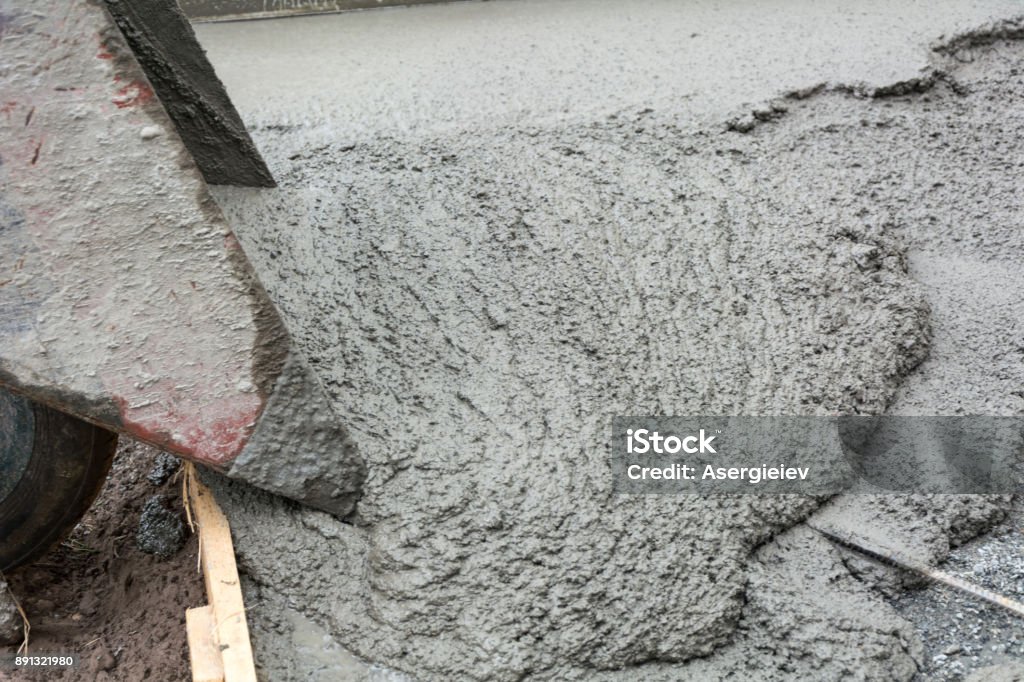 Cement work Pouring cement Activity Stock Photo