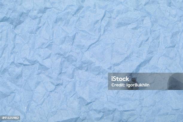 Crumpled Sheet Of Paper Texture Closeup Stock Photo - Download Image Now - Tissue  Paper, Blue, Abstract - iStock