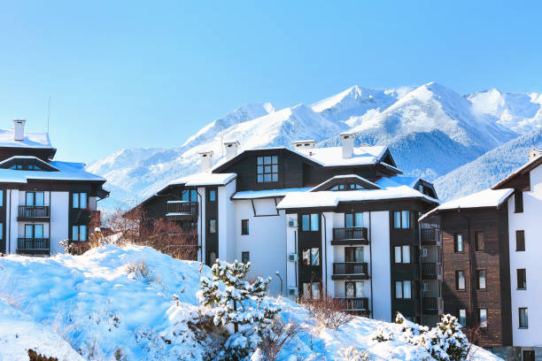 istock Houses and snow mountains panorama in Bansko, Bulgaria 891337018