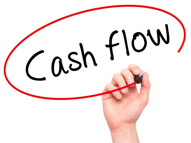 istock Man Hand writing Cash flow with black marker on visual screen 891337432