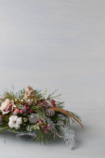 istock Decorative Christmas bouquet with candles 891345016