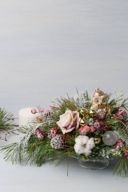 istock Decorative Christmas bouquet with candles 891345102