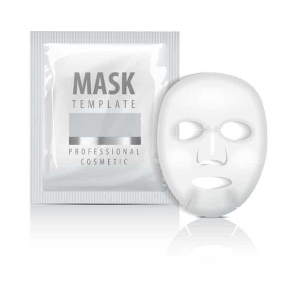 istock Realistic facial sheet mask and sachet. Blank vector mock up template. Beauty product packaging on white background 891348952