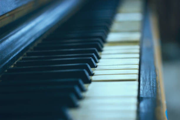 istock Close-up of an old piano keyboard. 891352038