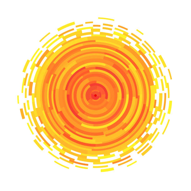 Abstract symbol of the sun. Abstract symbol of the sun. Vector illustration for magazine, poster, book cover, banner, flyer, booklet. Rays in the form of stripes. orange sunflower stock illustrations