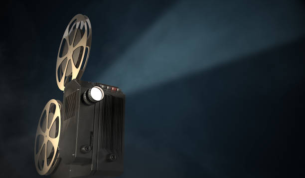 istock Vintage movie projector on dark background. 3D rendered illustration. 891352610