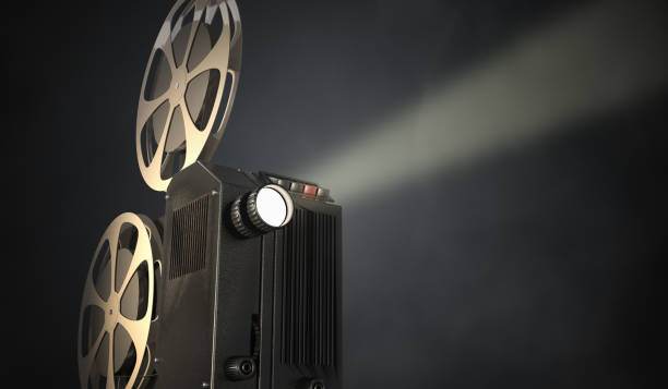 istock Retro movie projector on dark background. 3D rendered illustration. 891352664