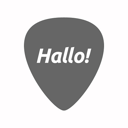istock Isolated guitar plectrum with  the text Hello! in the German language 891353482