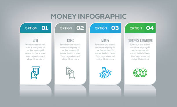 ilustraciones, imágenes clip art, dibujos animados e iconos de stock de de dinero infografía - building feature