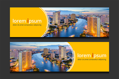 Banner design template background vector. Corporate business banners advertising set.