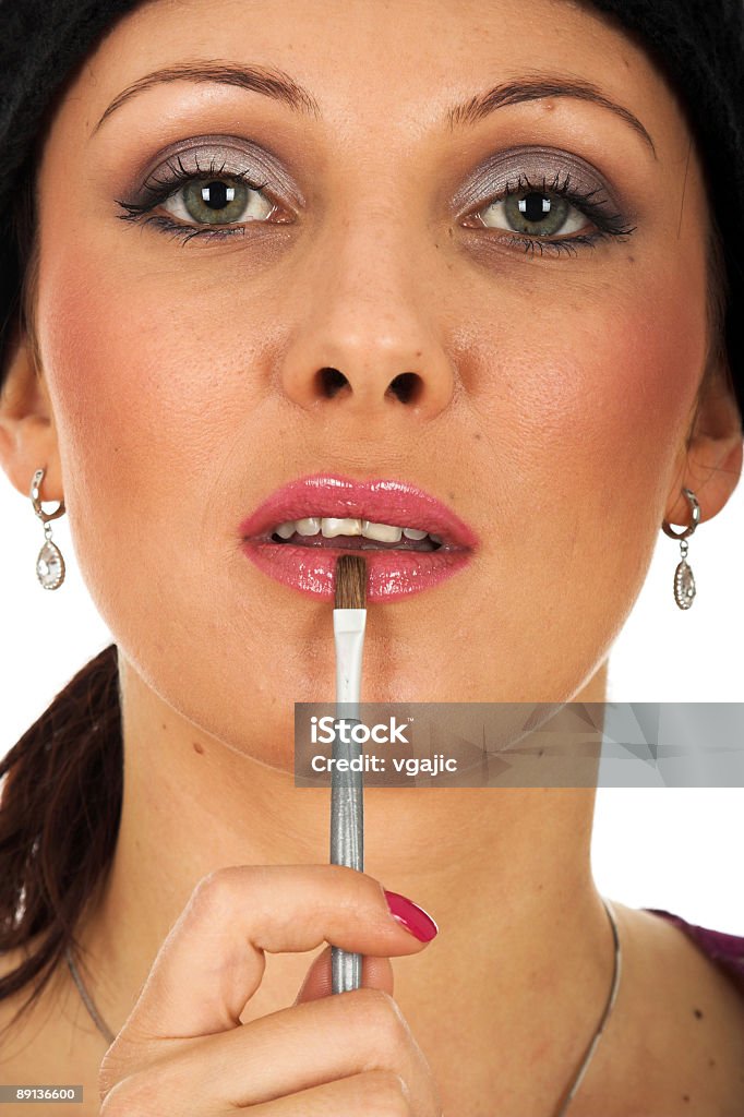 portrait de maquillage brosse - Photo de Adulte libre de droits