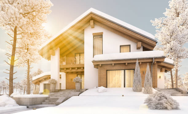 istock 3d rendering of modern cozy house in chalet style 891368330