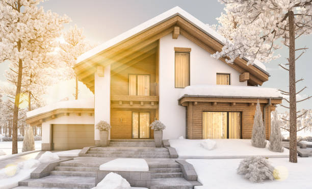 istock 3d rendering of modern cozy house in chalet style 891370416