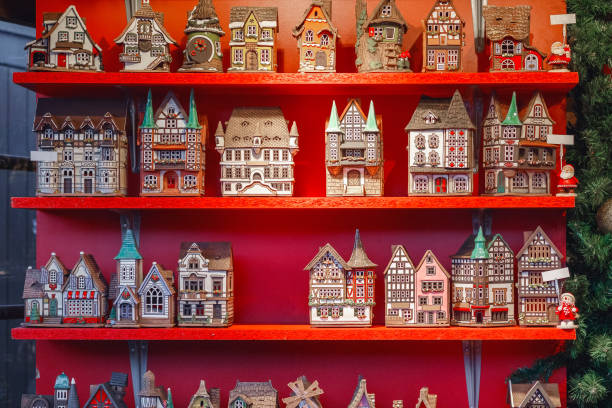 istock Christmas souvenirs on display at Christmas market 891373204