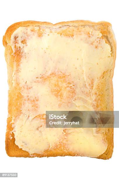 Buttered White Toast Plan View Stock Photo - Download Image Now - Baked, Bread, Brown