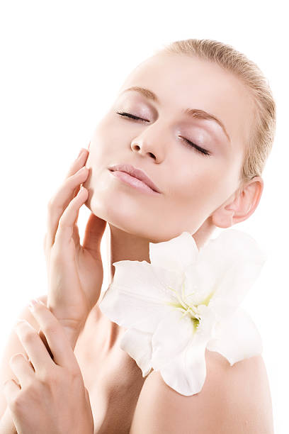 istock Face of woman with flower 89137765