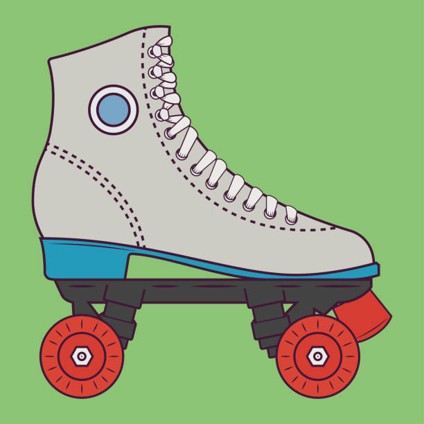 stockillustraties, clipart, cartoons en iconen met retro rolschaatsen vectorillustratie - rolschaatsen ijs of rolschaatsen