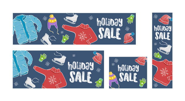 istock Holiday winter sale set of 4 web banners. 891378880