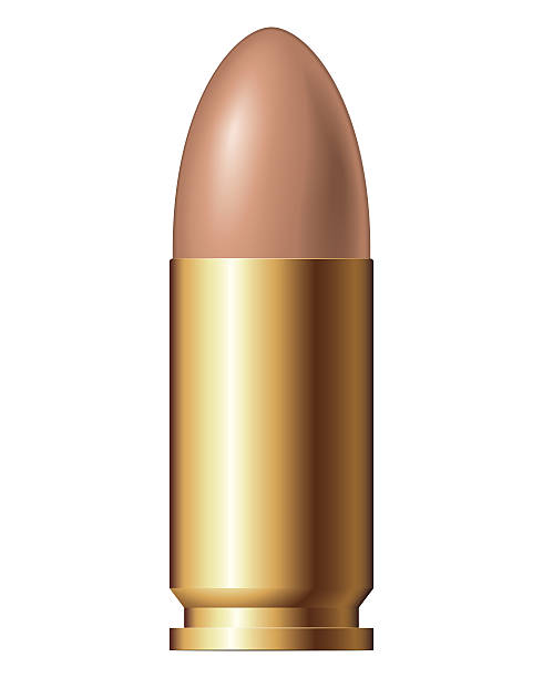 9 mm bullet - white background copper close up white stock-grafiken, -clipart, -cartoons und -symbole