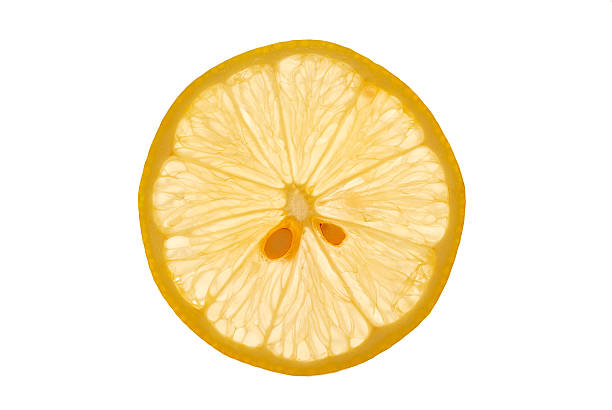 Isolated Lemon Slice on White Background stock photo