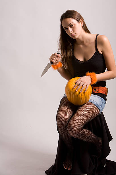 Witch and Pumpkin Series stock photo