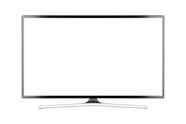 TV 4K flat screen lcd or oled, plasma realistic illustration, White blank HD monitor mockup TV 4K flat screen lcd or oled, plasma realistic illustration, White blank HD monitor mockup, Modern video panel black flatscreen with clipping path full hd format stock pictures, royalty-free photos & images