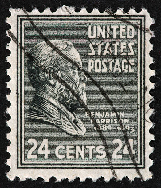 bollo di benjamin harrison - president postage stamp profile usa foto e immagini stock